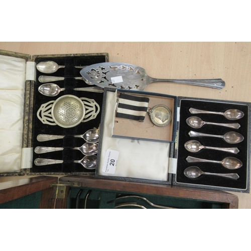 20 - Silver and silver plated tableware: to include cased teaspoons  mixed marks