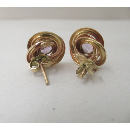 231 - A pair of 9ct gold amethyst set earrings 