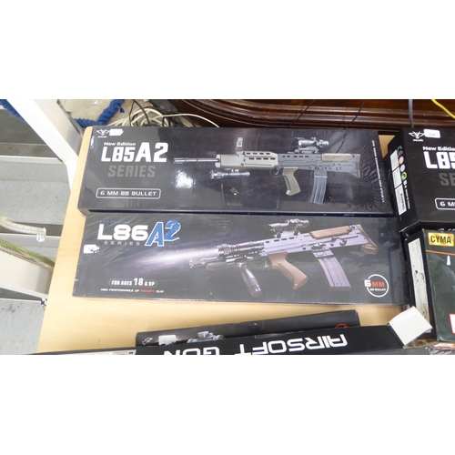 238 - Eight Airsoft guns: to include an L85 A2  boxed