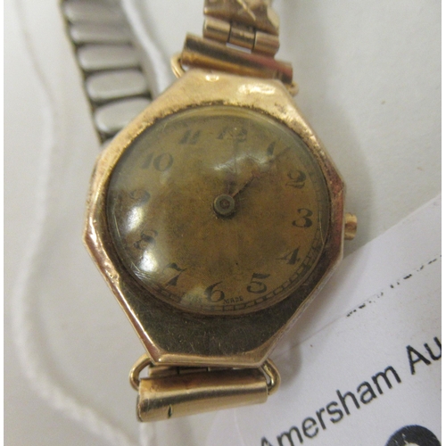 241 - A ladies vintage Rolex wristwatch in a 9ct gold case, faced by an Arabic dial, on a flexible gold pl... 