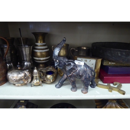 25 - Mainly 20thC decorative metalware: to include a model elephant  7