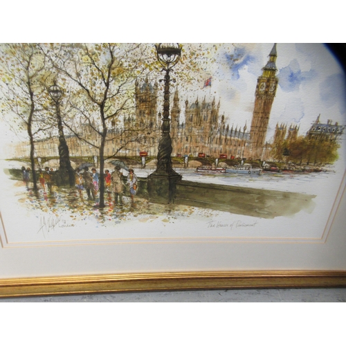 254 - Alex Jawdokimov - 'The Houses of Parliament'  pen & watercolour  bears a signature &am... 