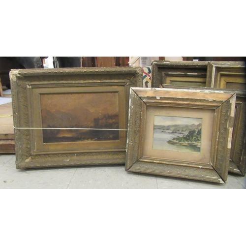 255 - Five late 19th/early 20thC British School pictures, mostly landscapes  watercolours & oils&... 