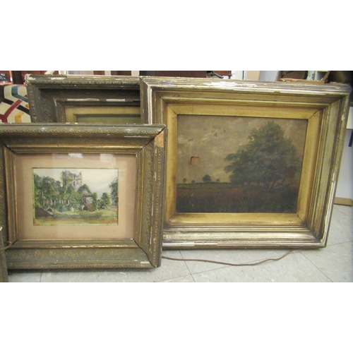 255 - Five late 19th/early 20thC British School pictures, mostly landscapes  watercolours & oils&... 