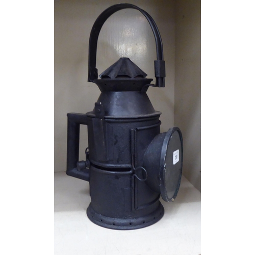 258 - A modern replica of a 19thC black painted cast metal lantern  11