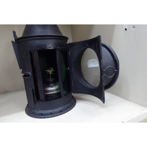 258 - A modern replica of a 19thC black painted cast metal lantern  11