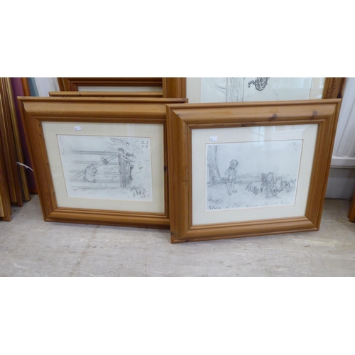 286 - After E H Shepard for AA Milne's Winnie the Pooh  prints of the original pencil sketches  ... 