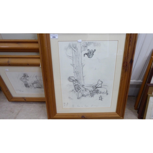 286 - After E H Shepard for AA Milne's Winnie the Pooh  prints of the original pencil sketches  ... 