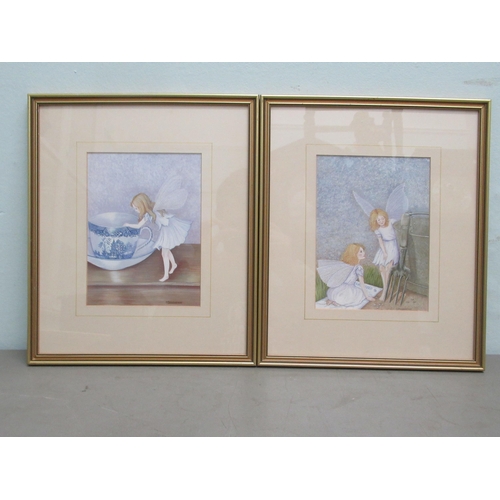 288 - Six framed watercolours by Marilyn Biggerstaff, fantasy scenes: to include 'Bubbles'  bearing s... 