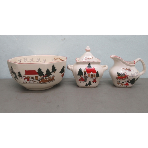 296 - Masons Ironstone Christmas Village pattern for 1983 teaware, designed by Marsten-Mandrajji