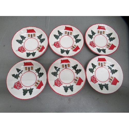 296 - Masons Ironstone Christmas Village pattern for 1983 teaware, designed by Marsten-Mandrajji