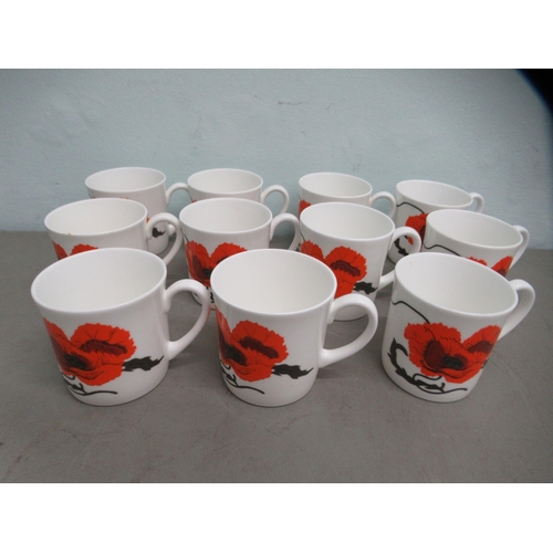 297 - Susie Cooper design for Wedgwood bone china Cornpoppy pattern teaware