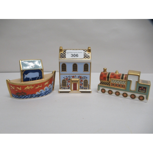 306 - Royal Crown Derby china ornaments: to include 'Noah's Ark'  3