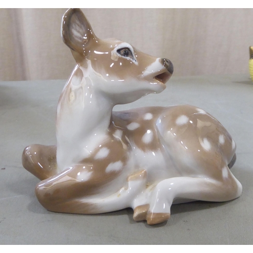 309 - Seven Royal Copenhagen porcelain ornaments: to include a seated deer  4