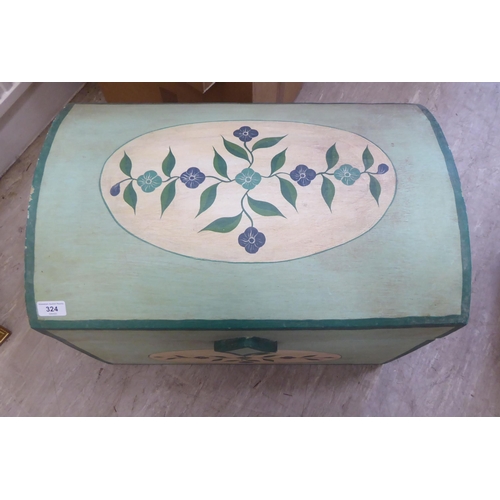 324 - A modern green painted chest with straight sides and a domed lid  18