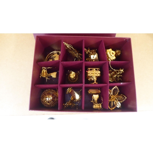 329 - The Danbury Mint gold coloured Christmas decorations  boxed