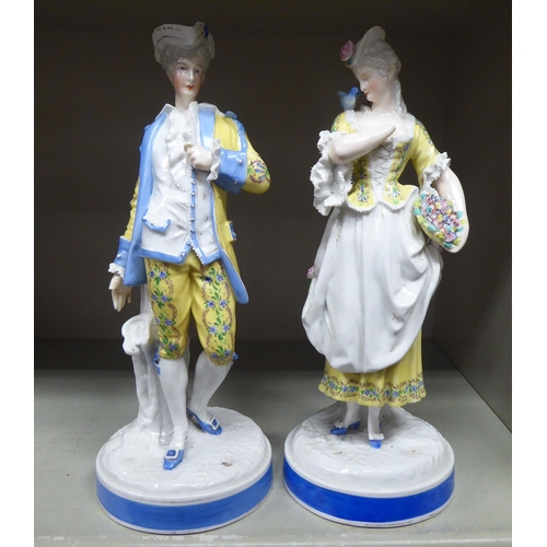 44 - Early 20thC Continental porcelain figures: to include a man and a woman, dancing  10