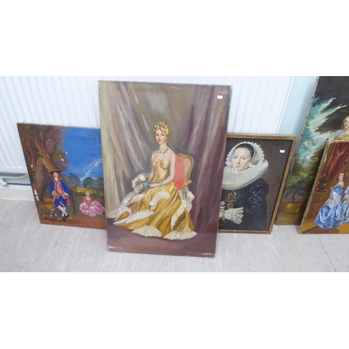 52 - H Moss - group studies and portraits  oils on canvas  bearing signatures  various siz... 