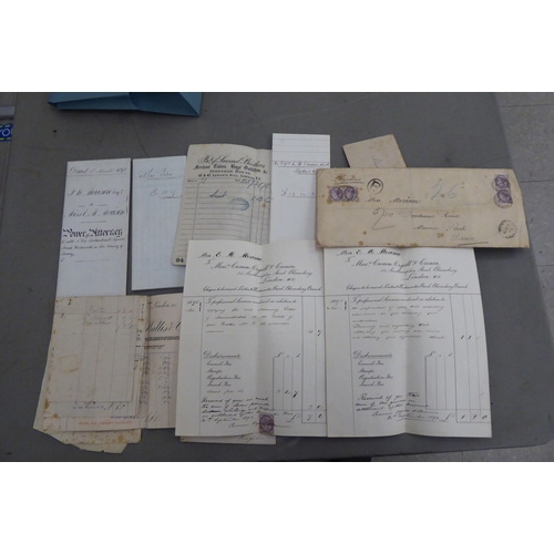 6 - Late Victorian printed and handwritten ephemera, largely relating to a Miss Peters of Middle New Str... 