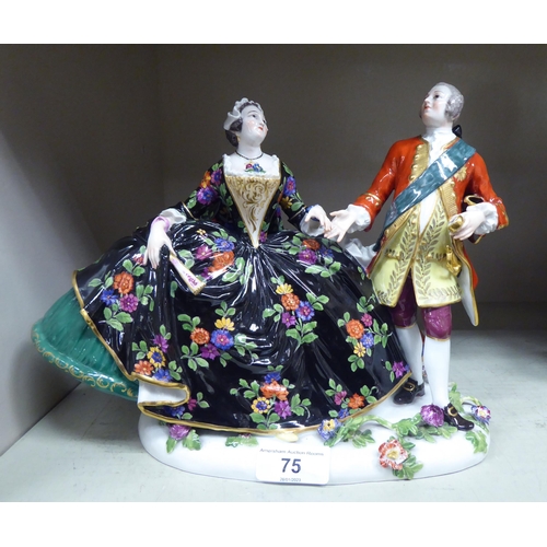 75 - A Continental porcelain group, a couple wearing evening dress  9