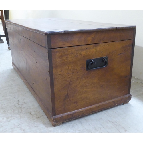 79 - A late 19thC mahogany box with straight sides and a hinged lid, on a plinth  15