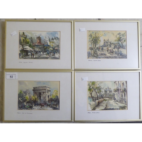 82 - Eight framed pictures and prints: to include Parisian street scenes  4