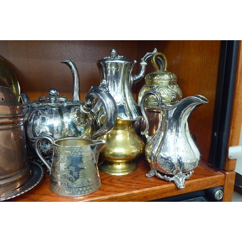 83 - Metalware: to include a late Victorian four piece silver plated tea set 