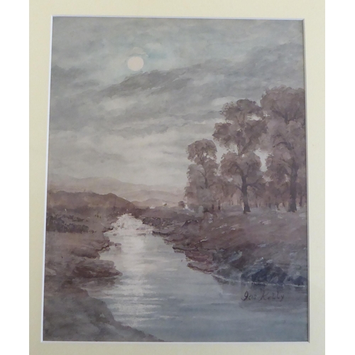 85 - Five watercolours: to include an early 20thC Flemish School - a riverscape  9