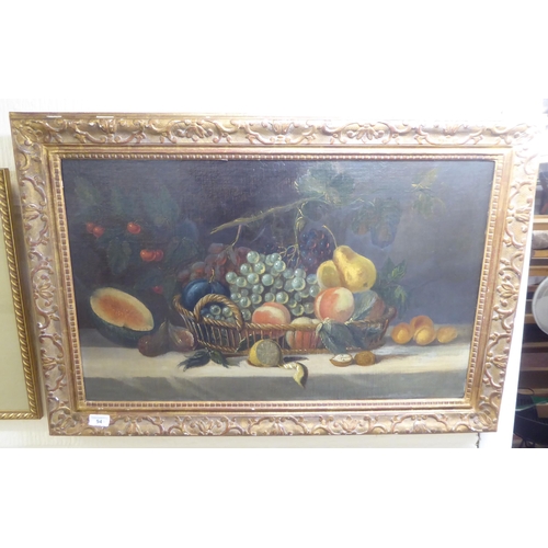 94 - 19thC British School - soft fruit and a basket on a table  oil on canvas  28