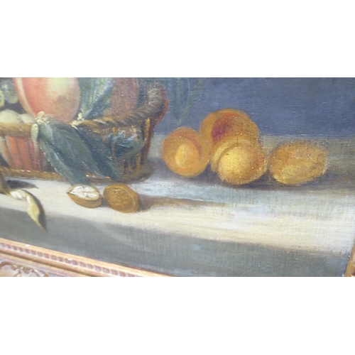 94 - 19thC British School - soft fruit and a basket on a table  oil on canvas  28