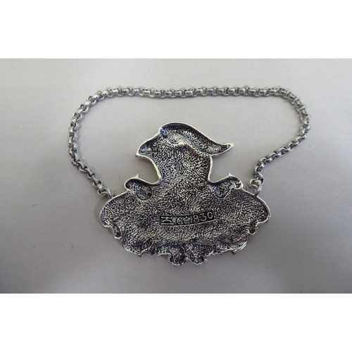 38 - A silver plated decanter label 'Brandy', on a belcher link chain