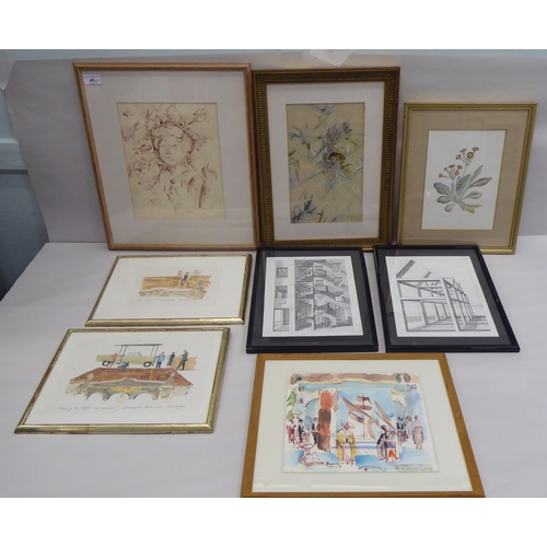 45 - Framed pictures and prints: to include David Kennard - a half length portrait&nbsp; watercolour&nbsp... 