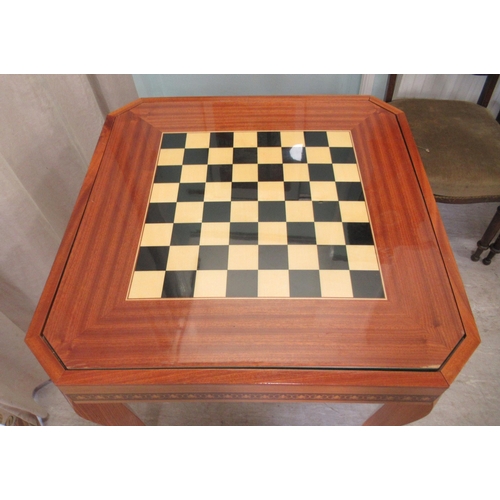 56 - A modern laminated teak effect combination games table, raised on square, tapered, cabriole legs&nbs... 