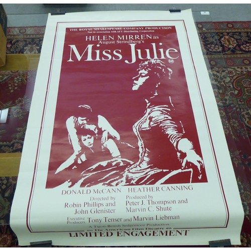 65 - Five various theatre/television posters: to include Helen Mirren as 'Miss Julie'  25