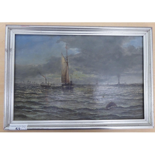 52 - J Moroedell - a seascape  oil on board  bears a signature  7.5