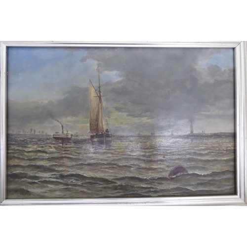 52 - J Moroedell - a seascape  oil on board  bears a signature  7.5