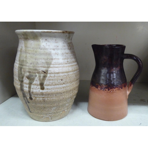 117 - 20thC studio pottery: to include jugs; and a vase  7