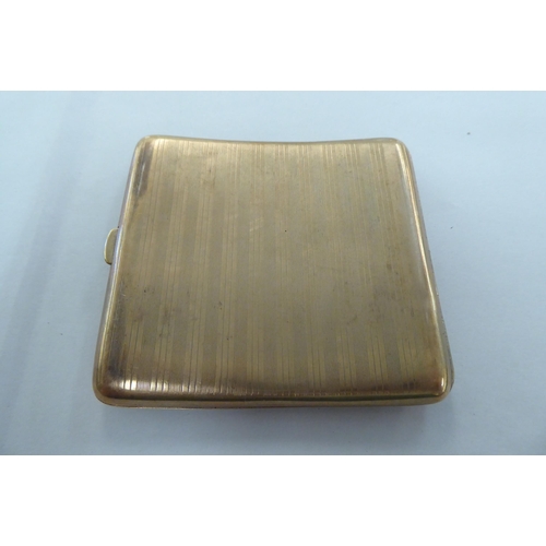 126 - An Asprey & Co 9ct gold, folding, engine turned cigarette case, on a button clasp