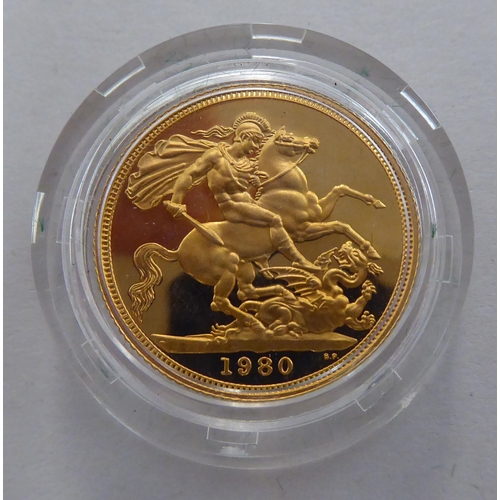 128 - An Elizabeth II proof sovereign, St George on the obverse 1980