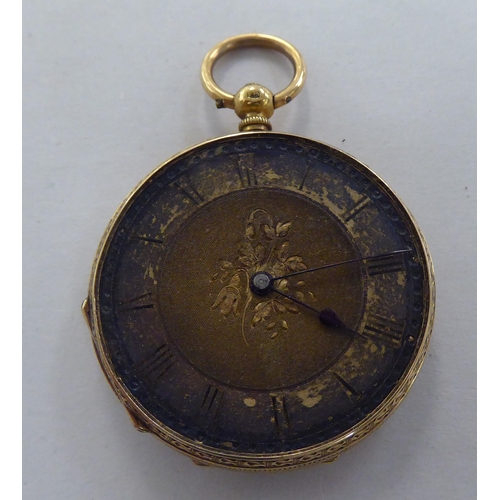 133 - The principal components of an 18ct gold cased fob watch; and a yellow metal cased pocket watch, bot... 