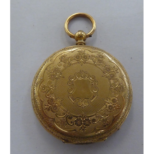 133 - The principal components of an 18ct gold cased fob watch; and a yellow metal cased pocket watch, bot... 