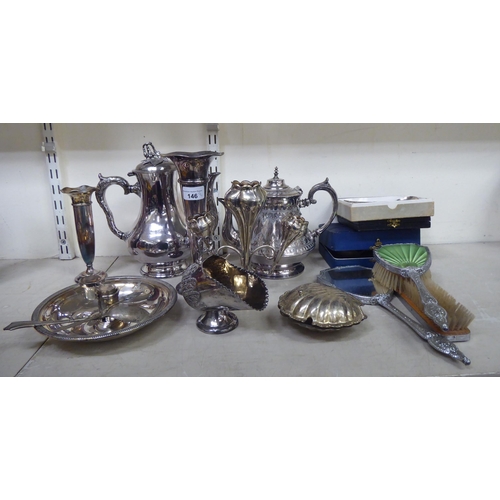 146 - Silver plated tableware: to include a trumpet design vase  9