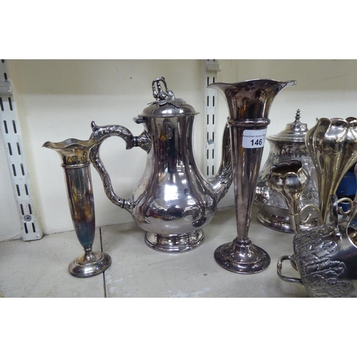 146 - Silver plated tableware: to include a trumpet design vase  9