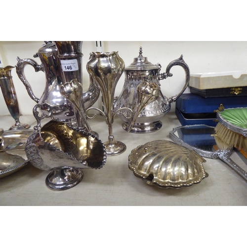 146 - Silver plated tableware: to include a trumpet design vase  9