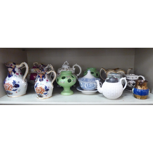 147 - Mainly 19thC ceramics: to include two Victorian porcelain teapots