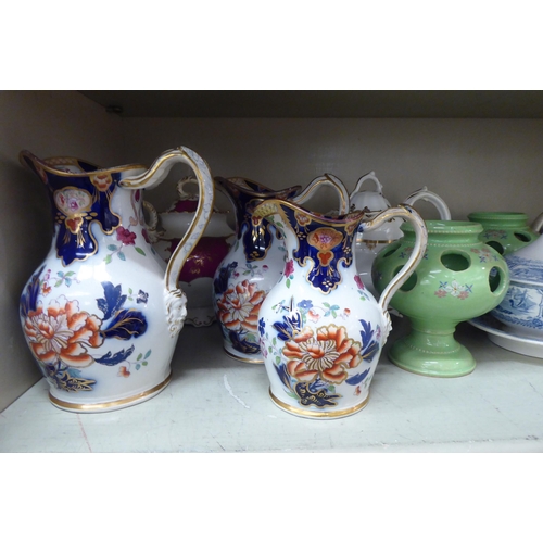 147 - Mainly 19thC ceramics: to include two Victorian porcelain teapots