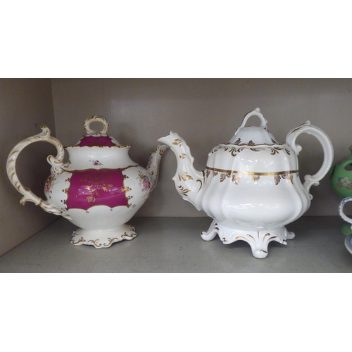 147 - Mainly 19thC ceramics: to include two Victorian porcelain teapots