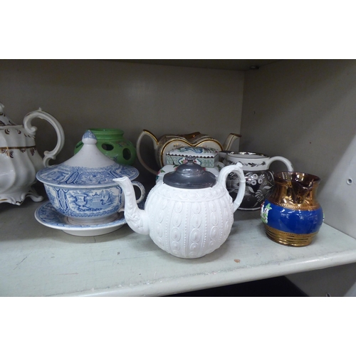 147 - Mainly 19thC ceramics: to include two Victorian porcelain teapots