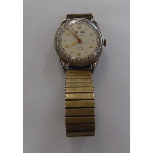 162 - A 1950s/60s Eloga steel cased wristwatch, the 17 jewel Incabloc movement with sweeping seconds, face... 