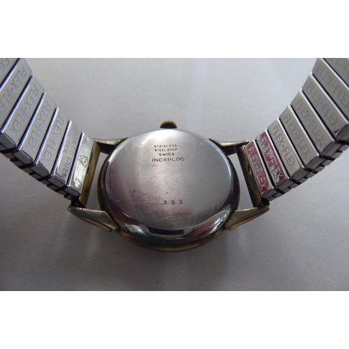 162 - A 1950s/60s Eloga steel cased wristwatch, the 17 jewel Incabloc movement with sweeping seconds, face... 